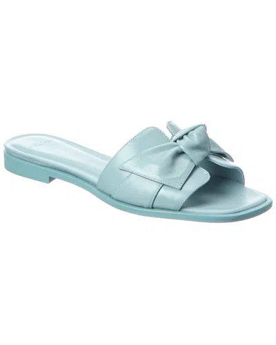 Alexandre Birman Maxi Clarita Leather Knot Flat Sandals In Blue