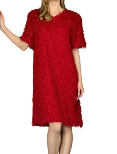 Joh Winna Eyelash Dress In Wine In Pink