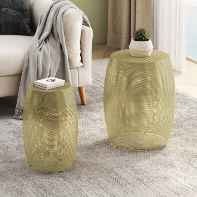 Streamdale Furniture Streamdale Round Metal Hollow Side Table Set