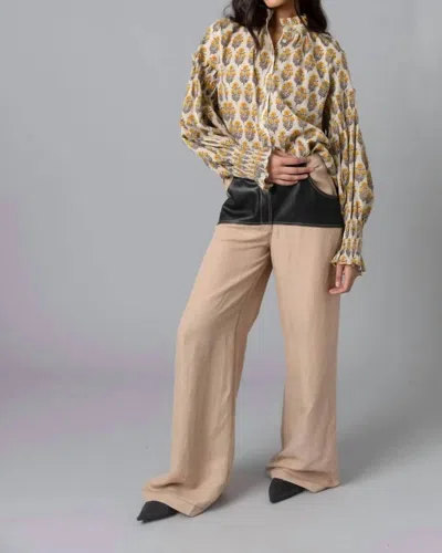Shop Hope For Flowers Combo Pant In Khaki/black In Beige