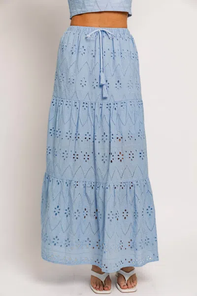 Le Lis Enchanting Eyelet Skirt In Blue In Blue
