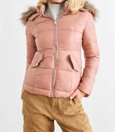 Coalition La Faux Fur Water Resistant Jacket In Mauve In Multi