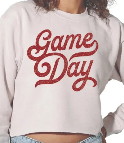 Suburban Riot Game Day Crop Sweatshirt In Ivory In Multi