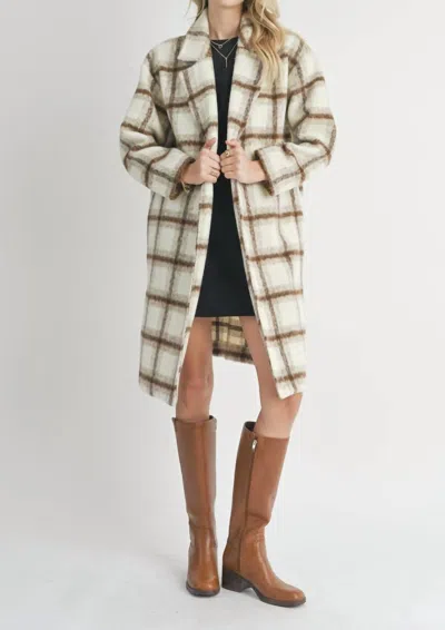 Sadie & Sage Emily Long Open Front Coat In Ivory In Multi