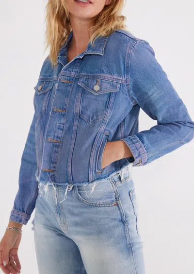 Etica Lennox Sunset Cliff Cropped Denim Jacket In Multi