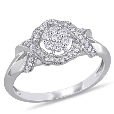 Mimi & Max 1/3ct Tw Diamond Twist Floral Engagement Ring 10k White Gold In White