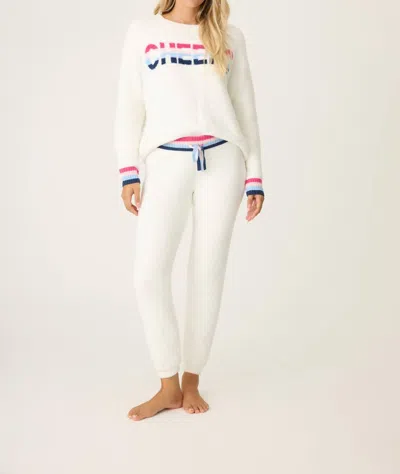 Pj Salvage Marshmallow Party Knit Banded Pants In Powder White In White