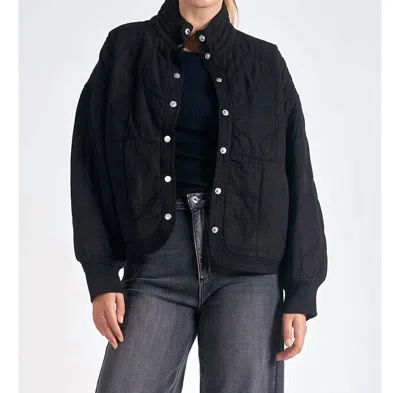 Elan Quilted Bomber Jacket In Black In Black