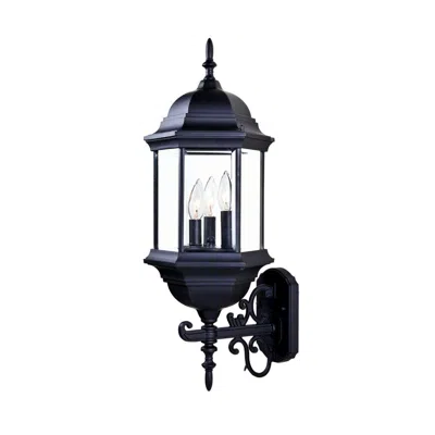 Homezia Three Light Matte Black Domed Glass Lantern Wall Light