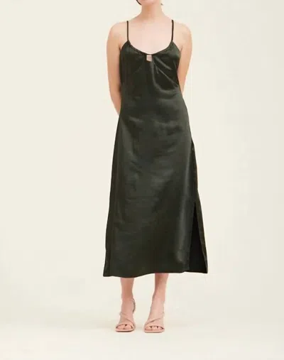 Grade & Gather Thick Satin Slip Dress In Black In Black