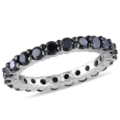 Mimi & Max 2ct Tw Black Diamond Eternity Ring 14k White Gold In Black