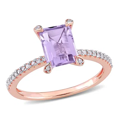 Mimi & Max 1 5/8ct Tgw Rose De France And 1/10ct Tw Diamond Ring 10k Rose Gold In Purple