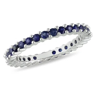 Mimi & Max 1 3/5ct Tgw Sapphire Eternity Ring 14k White Gold In Blue