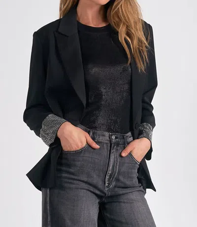 Elan Jacket With Rhinestone Sleeve Detail In Black In Black