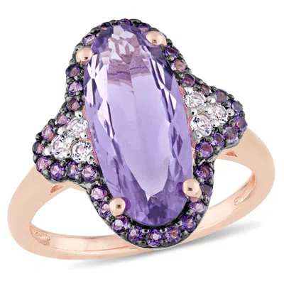 Mimi & Max 3 1/2ct Tgw Amethyst And White Topaz Ring Rose Silver In Purple
