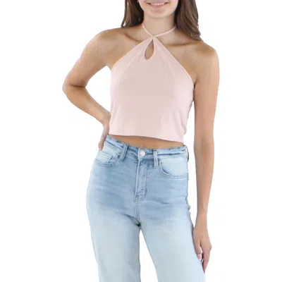 Double Zero Womens Keyhole Cropped Halter Top In Pink