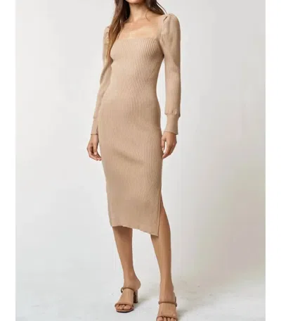 Lalavon Love You A Latte Midi Dress In Taupe In Grey