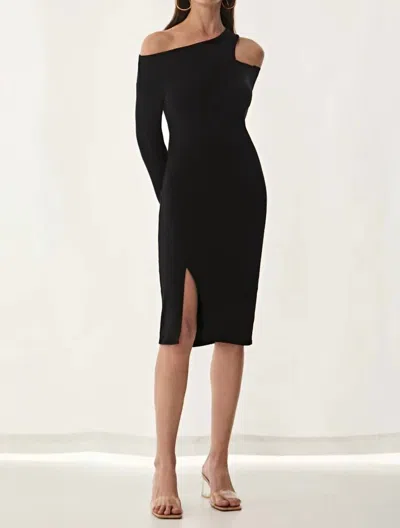 Krisa Asymmetrical Cutout Midi Dress In Black