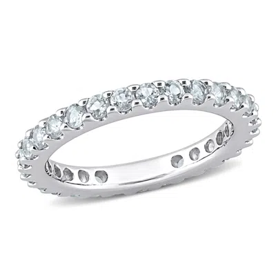 Mimi & Max 7/8ct Tgw Aquamarine Eternity Ring 10k White Gold In Blue