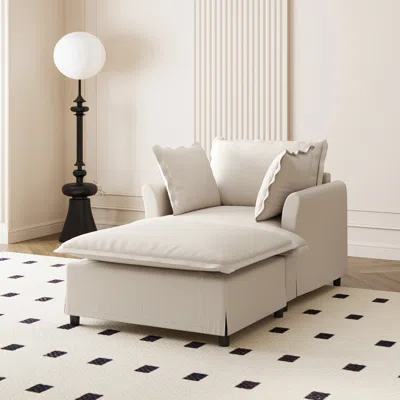 Streamdale Furniture Streamdale Oversized Chenille Chaise Sofa Bed With Ottoman