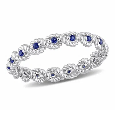 Mimi & Max 1/6ct Tgw Created Blue Sapphire Infinity Eternity Ring 10k White Gold In Blue