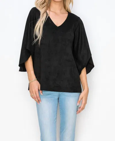 Joh Aeris Suede Top In Black In Black