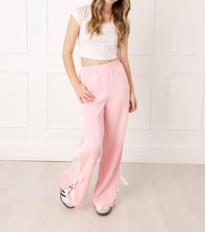 Le Lis Bow Detail Striped Track Pants In Pink-white In Multi