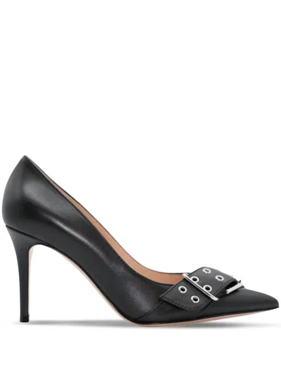 Gianvito Rossi Leigh Leather Buckle Pump In Black In Black