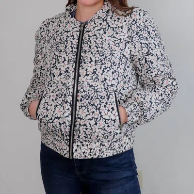 Greylin Floral Gracie Puff Sleeve Bomber Jacket In Purple