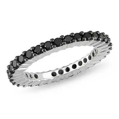 Mimi & Max 1ct Tw Black Diamond Eternity Ring 18k White Gold In Black