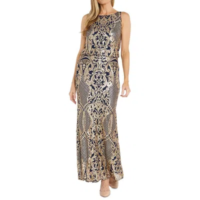 R & M Richards Womens Sequined Polyester Evening Dress In Multi