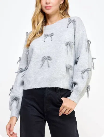 Strut & Bolt Bow Embellished Sweater In Grey In Grey