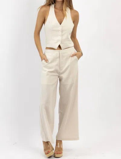 Lalavon Milo Vest Jumpsuit In Oatmeal In White