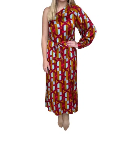 Frnch One Shoulder Maxi Dress In Red In Red