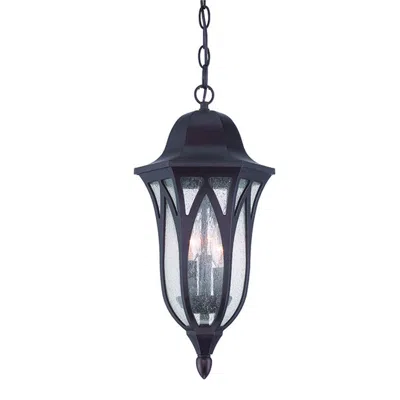 Homezia Matte Black Geometric Glass Hanging Light