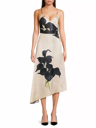 Hope For Flowers Floral Asymmetric Sleeveless Midi-dress In Dark Floral In Multi