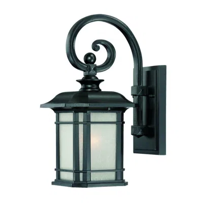 Homezia Matte Black Frosted Linen Glass Lantern Wall Light