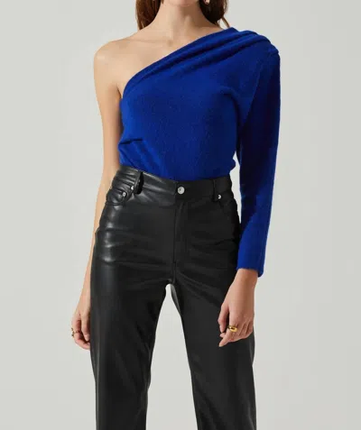 Astr Cosima One-shoulder Sweater In Blue