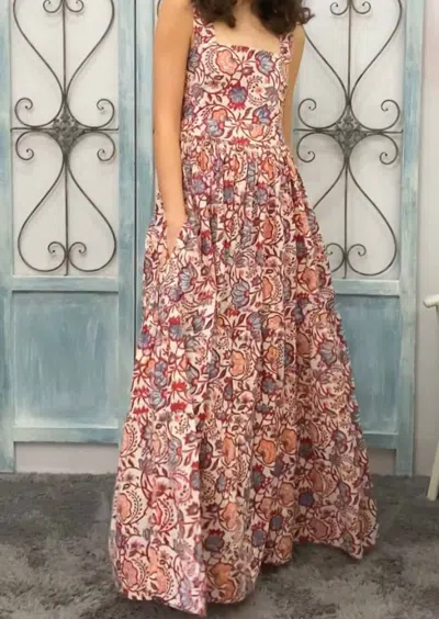 Mare Sole Amore Ronda Sicily Long Dress In Ivory/red In Multi
