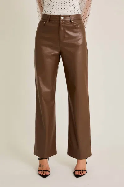 Le Lis Fallin' For You Leather Pant In Brown In Brown
