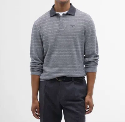Barbour Cleveland Long Sleeve Cotton Rib Polo In Black