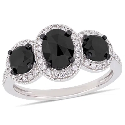 Mimi & Max 2 2/5ct Tw Black And White Diamond Ring Sterling Silver In Black