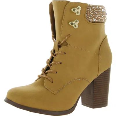 Xoxo Maddie Womens Faux Leather Lace-up Booties In Multi