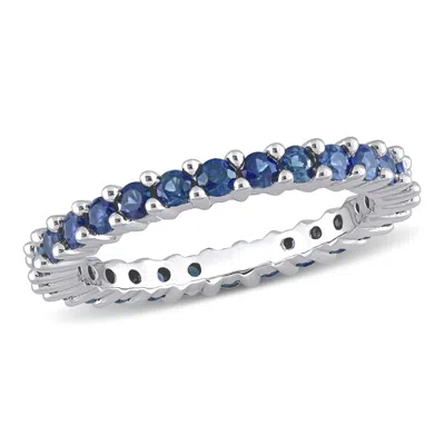 Mimi & Max 1 3/8ct Tgw Sapphire Eternity Ring 14k White Gold In Blue