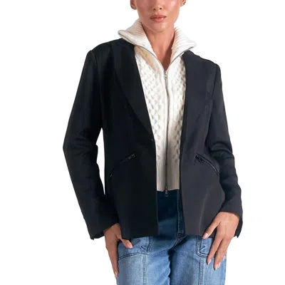 Elan Womens Collar Polyester One-button Blazer In Black