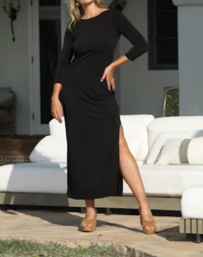 Veronica M Low Back Midi Dress In Black In Black