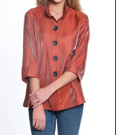 MULTIPLES WIRE COLLAR BUTTON FRONT SHIRT IN CINNAMON 