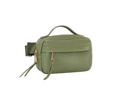 Handbag Factory Corp Women's Triple Zip Fanny Pack Belt Bag In Sage In Multi