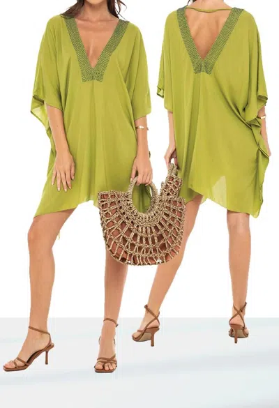 Khush Long Caftan Dress In Lou Lime In Multi