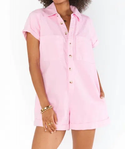 Show Me Your Mumu Range Denim Romper In Candy Pink In Multi